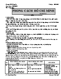 Giáo án Ngữ văn 9 - Tiết 1, 2: Phong cách Hồ Chí Minh - Lê Anh Trà