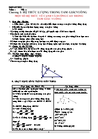 Giáo án Hình học Lớp 9 - Chương I: Hệ thức lượng trong tam giác vuông
