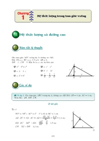 Bài tập Hình học Lớp 9 - Chương 1: Hệ thức lượng trong tam giác vuông