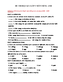 Bộ Đề thi học kì 2 môn Tiếng Anh Lớp 9 (Có đáp án)