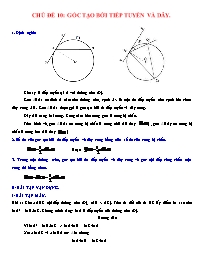 Đề cương môn Toán Lớp 9 - Chủ đề 10: Góc tạo bởi tiếp tuyến và dây