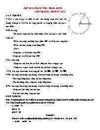 Đề cương môn Toán Lớp 9 - Chủ đề 8: Góc ở tâm-số đo cung. Liên hệ giữa cung và dây