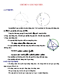 Đề cương môn Toán Lớp 9 - Chủ đề 9: Góc nội tiếp