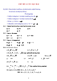 Đề cương ôn tập môn Toán Lớp 9 - Chủ đề 1: Că