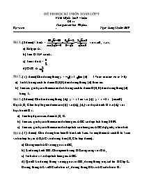 Đề thi học kì I môn Toán Lớp 9 - Đề 11 (Có đá