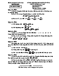 Đề thi học sinh giỏi cấp Tỉnh môn Toán Lớp 9 