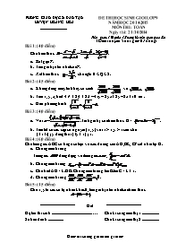 Đề thi học sinh giỏi cấp Tỉnh môn Toán Lớp 9 