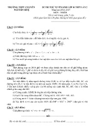 Đề thi thử vào Lớp 10 THPT lần 2 môn Toán (Có