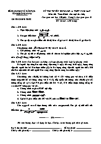 Đề thi tuyển sinh vào Lớp 10 môn Toán - Năm h