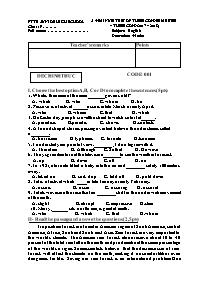 5 Đề kiểm tra học kì II Tiếng Anh 9 - Năm học