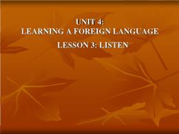 Bài giảng Tiếng Anh Lớp 9 - Unit 4: Learning 