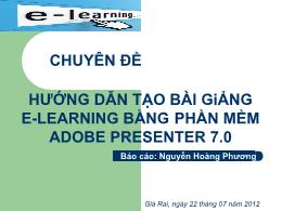 Chuyên đề Hướng dãn tạo bài giảng E-learning 