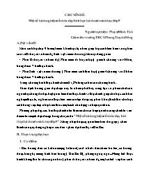 Chuyên đề Một số kinh nghiệm tổ chức dạy bài 