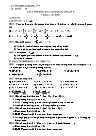 Đề cương ôn tập cuối học kì II Toán 9 - Năm h