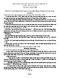 Đề cương ôn tập đầu học kì II Lịch sử 9 - Tuầ