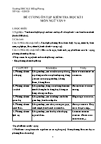 Đề cương ôn tập học kì I Ngữ văn 9 - Năm học 
