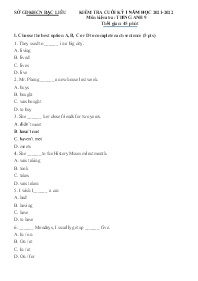 Đề kiểm tra cuối học kì I Tiếng Anh 9 - Năm h