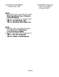 Đề kiểm tra học kì I Âm nhạc 9 - Năm học 2021