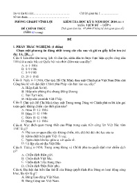 Đề kiểm tra học kì II Lịch sử 9 - Năm học 201