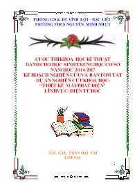 Đề tài Dự án nghiên cứu khoa học Thiết kế máy