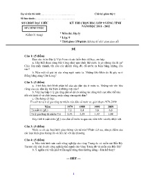 Đề thi chính thức HSG Địa lí 9 vòng Tỉnh - Nă