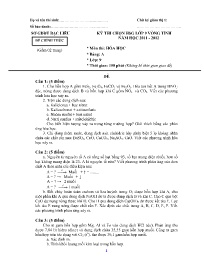 Đề thi chính thức HSG Hóa học 9 vòng Tỉnh - B