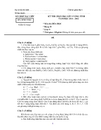 Đề thi chính thức HSG Hóa học 9 vòng Tỉnh - B