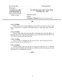 Đề thi chính thức HSG Lịch sử 9 vòng Tỉnh - N