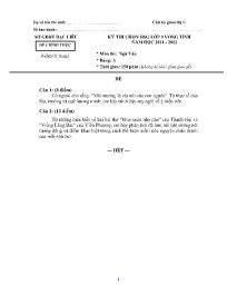 Đề thi chính thức HSG Ngữ văn 9 vòng Tỉnh - B