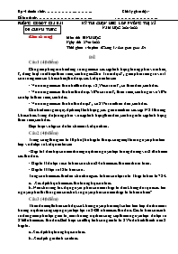 Đề thi chính thức HSG Sinh học 9 - Năm học 20