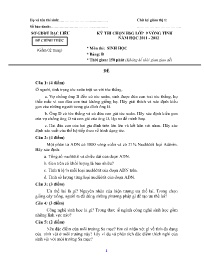 Đề thi chính thức HSG Sinh học 9 vòng Tỉnh - 