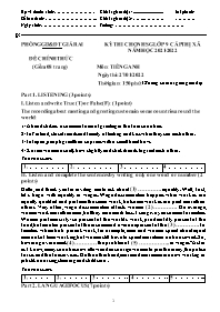 Đề thi chính thức HSG Tiếng Anh 9 - Năm học 2