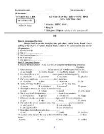 Đề thi chính thức HSG Tiếng Anh 9 vòng Tỉnh -