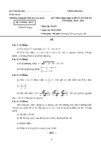 Đề thi chính thức HSG Toán 9 cấp Thị xã - Năm
