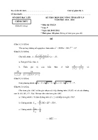 Đề thi HSG các môn Lớp 5+9 vòng Tỉnh - Năm họ