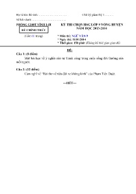 Đề thi HSG Ngữ văn 9 vòng Huyện - Năm học 201