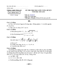 Đề thi HSG Toán 9 vòng Huyện - Năm học 2013-2
