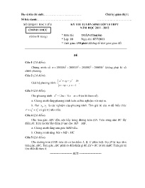 Đề thi tuyển sinh vào 10 THPT Toán (Chuyên) -