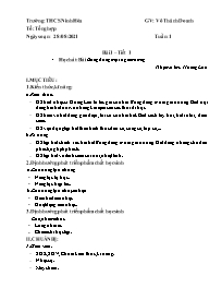 Giáo án Âm nhạc 9 - Tiết 1, Bài 1: Học hát bà