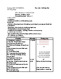 Giáo án Giáo dục thể chất 9 - Tuần 7 - Năm họ
