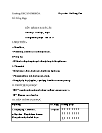 Giáo án Giáo dục thể chất 9 - Tuần 9 - Năm họ