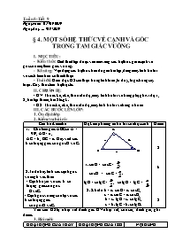 Giáo án Hình học 9 - Tuần 5 - Năm học 2017-20