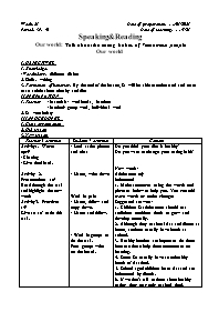 Giáo án Nần cao Tiếng Anh 9 - Period 39+40: O