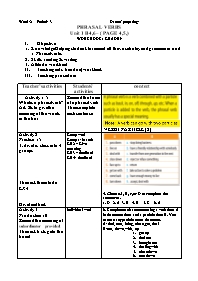 Giáo án Nâng cao Tiếng Anh 9 - Week 2