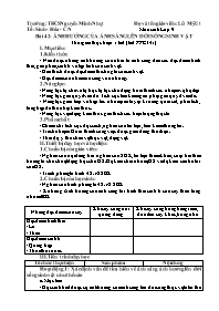 Giáo án Sinh học 9 - Tuần 21, Bài 42: Ảnh hưở