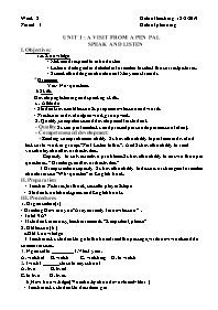 Giáo án Tiếng Anh 9 - Period 3+4, Unit 1: A v