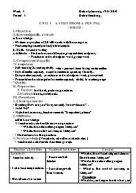 Giáo án Tiếng Anh 9 - Period 5+6, Unit 1: A v