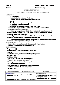 Giáo án Tiếng Anh 9 - Period 7+8, Unit 2: Clo