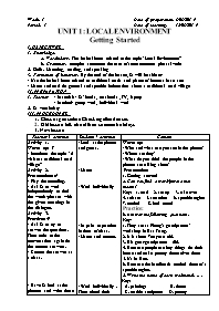 Giáo án Tiếng Anh 9 - Week 1, Unit 1: Local e