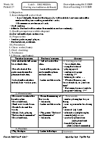 Giáo án Tiếng Anh 9 - Week 14 - Năm học 2019-2020 - Ngô Tấn Đạt